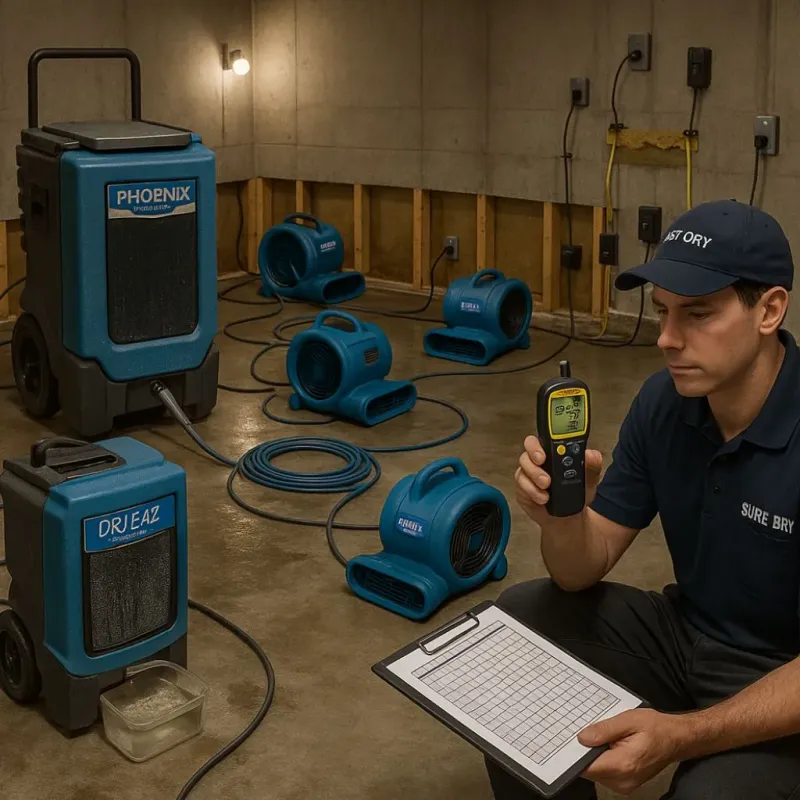 Structural Drying and Dehumidification process in Blackhawk, SD